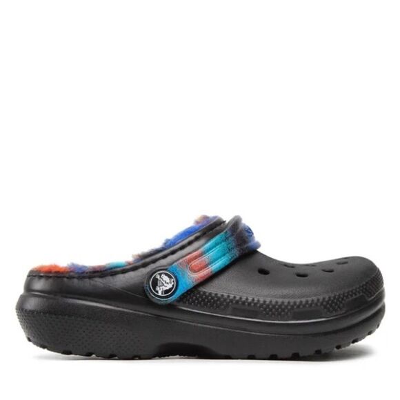 Crocs Tie Dye lined Crocs Men’s 7 Women’s 8 Black - Picture 2 of 8